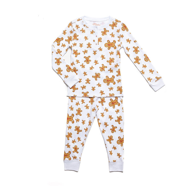 Gingerbread Men print childrens long sleeve holiday pajama set cute great soft happy family boys girls unisex gender neurtal Petidoux