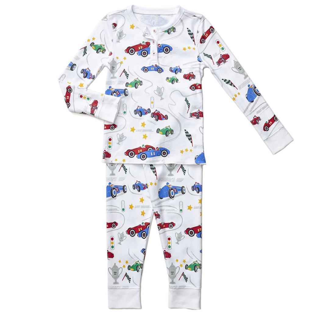 Boys Racecar Pajamas Soft Cotton Long Sleeve Pajama Set Petidoux