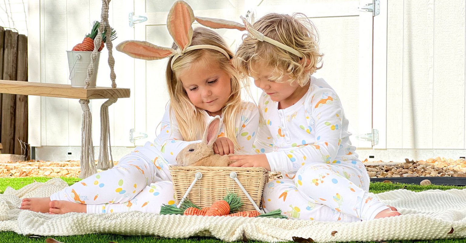 rabbit easter brother & sister pajamas Petidoux